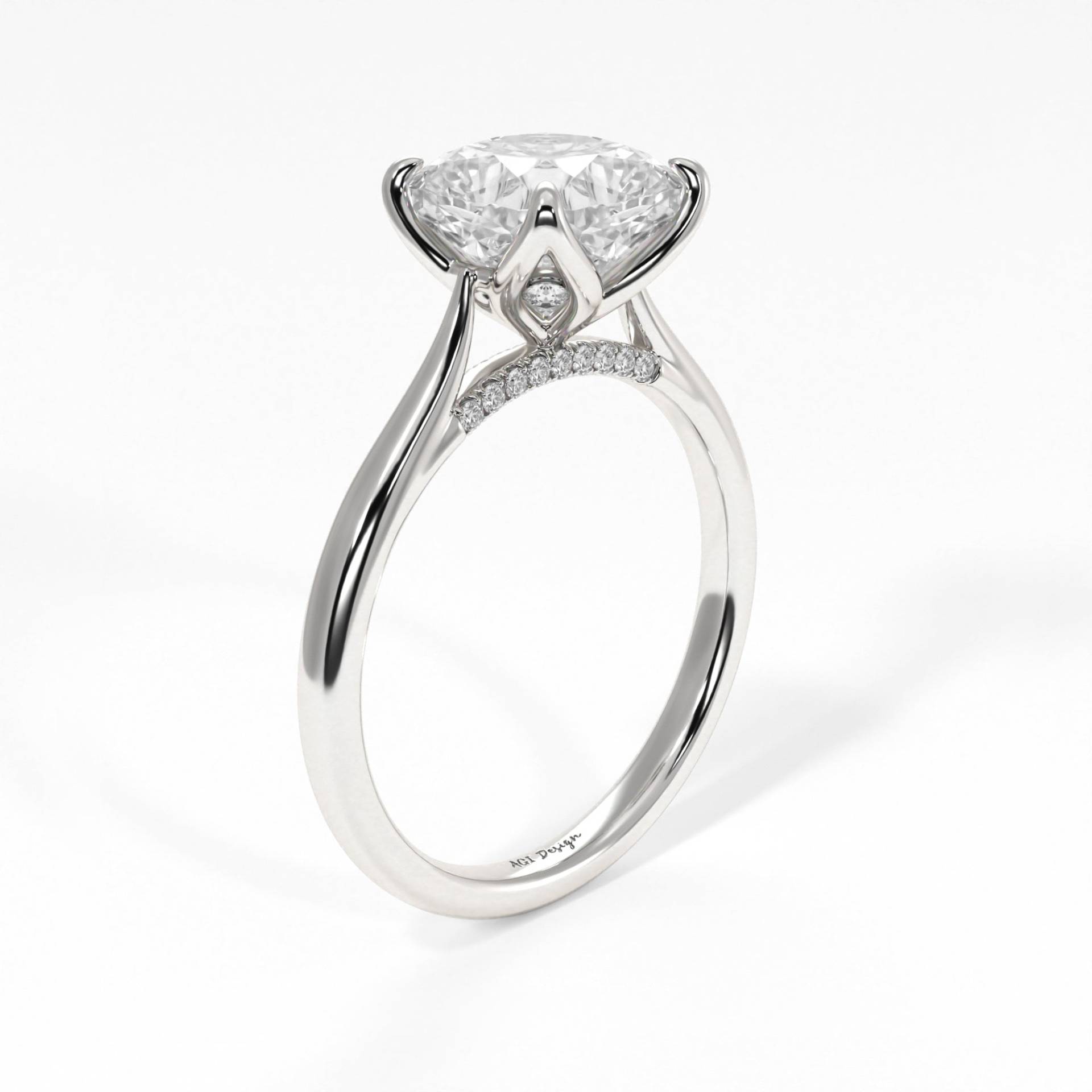 Nora Cushion Cut Moissanite Tulpe Verlobungsring, Pave Lab-Erstellt Diamanten Braut Set, Floral Gold Ring, Einzigartiger Platin Ring von AgiDesignCanada