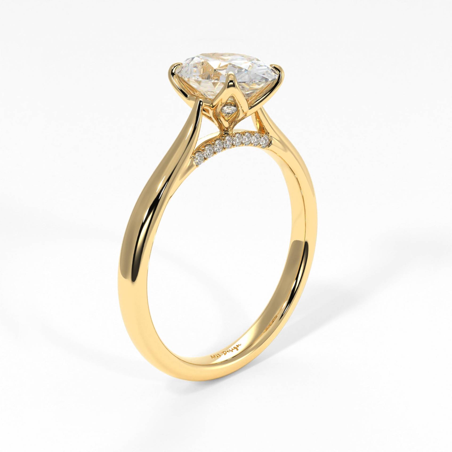 Nora Oval Moissanite Tulpe Verlobungsring, Pave Lab-Erstellt Diamanten Braut Set, Floral Gold Ring, Einzigartiger Platin Ring von AgiDesignCanada