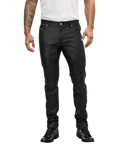 ETHANOL Agile Herren Mode Casual Lederhosen dehnen 40W x 32 L Schwarz von ETHANOL