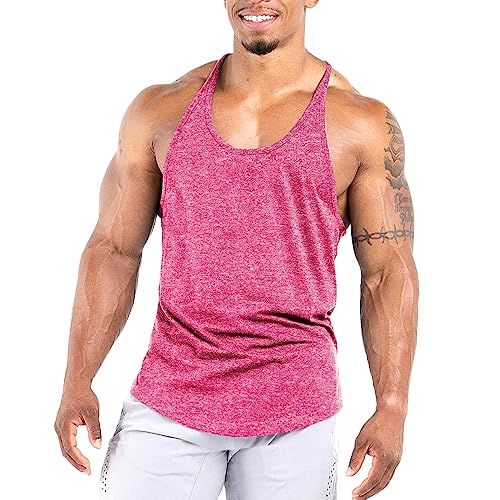 Agilelin Herren Muskel Stringer Tanktop,Gym Trainings Muskelshirts,Strecken Sport Shirts,Schnell Trocknende Fitness T-Shirt mit Y-Rücken(Rosa，2XL) von Agilelin