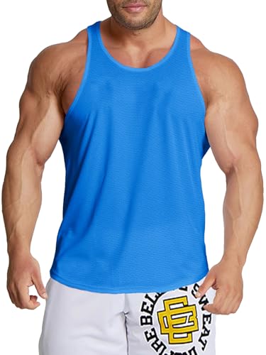 Agilelin Herren Workout Stringer Tanktop,Schnell Trocknende Netzhemd,Strecken Gym Muskelshirts, Training Sport Shirts(Pure Blue/S) von Agilelin
