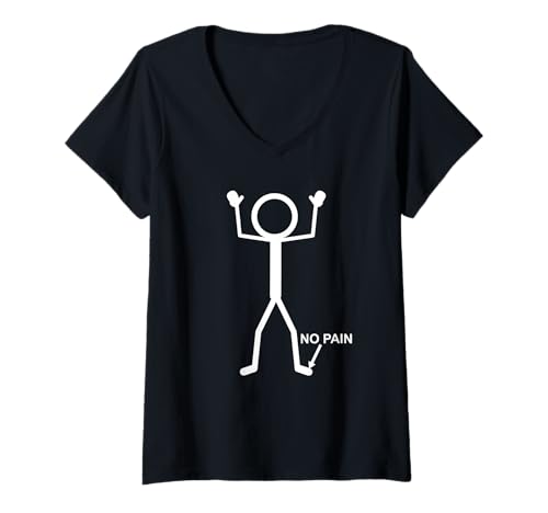 Damen Keine Schmerzen nur am kleinen Zeh Strichmännchen Lustiger Altershumor T-Shirt mit V-Ausschnitt Damen Keine Schmerzen nur am kleinen Zeh Strichmännchen Lustiger Altershumor T-Shirt mit V-Ausschnitt von Aging Humor Apparel