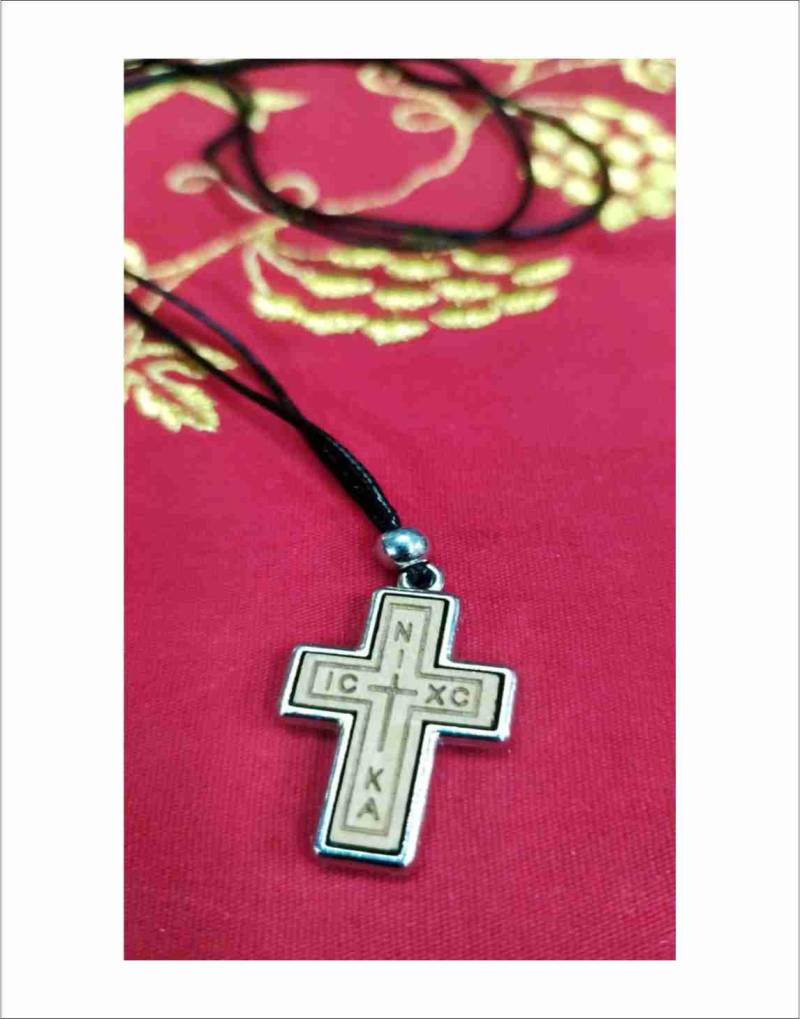 Holzkreuz Halskette Heiliges Öl, Lederkette | 4cm von AgioErgo