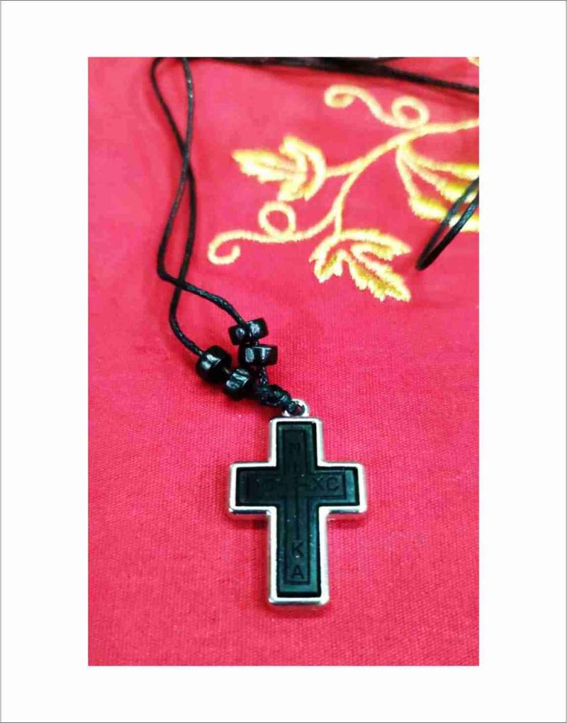 Holzkreuz Halskette Heiliges Öl, Lederkette | 4cm von AgioErgo