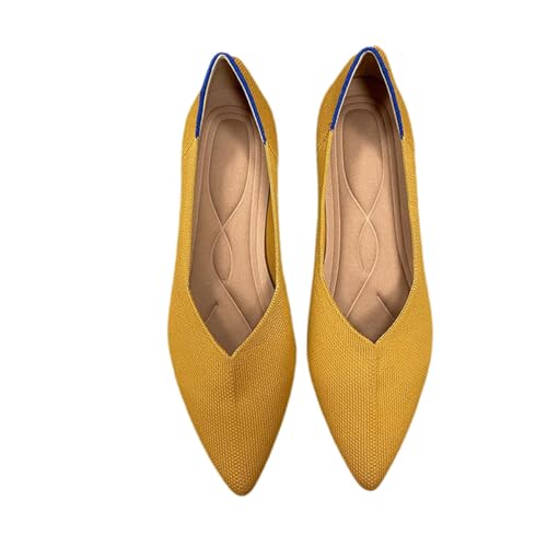 Agiyenna Damen Ballerinas mit Spitzer Zehenpartie aus Strick Slip On Knit Kleid Schuhe Elegante und Bequem Schuhe Ballett Flach von Agiyenna
