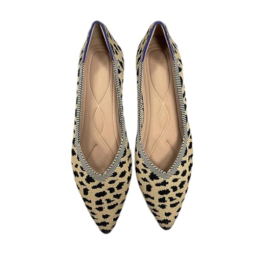 Agiyenna Damen Ballerina Schuhe Ballerinas mit Spitzer Zehenpartie aus Strick Slip On Knit Kleid Schuhe Elegante und Bequem Schuhe Ballett Flach von Agiyenna