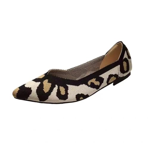 Agiyenna Damen Ballerina Schuhe Ballerinas mit Spitzer Zehenpartie aus Strick Slip On Knit Kleid Schuhe Elegante und Bequem Schuhe Ballett Flach von Agiyenna
