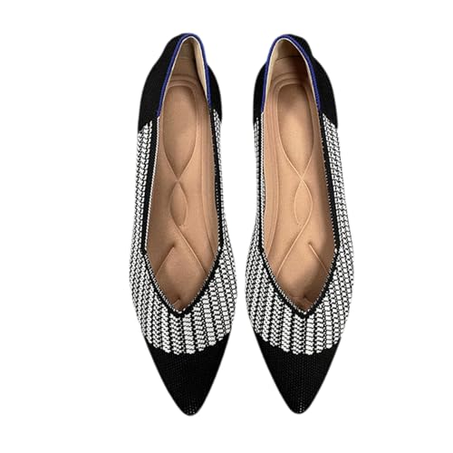 Agiyenna Damen Ballerina Schuhe Ballerinas mit Spitzer Zehenpartie aus Strick Slip On Knit Kleid Schuhe Elegante und Bequem Schuhe Ballett Flach von Agiyenna