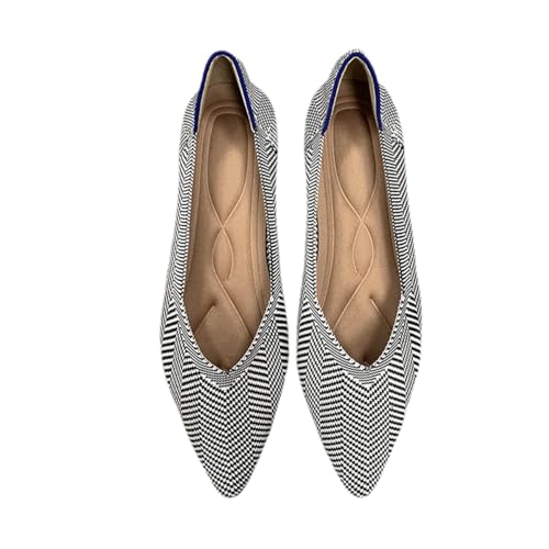 Agiyenna Damen Ballerina Schuhe Ballerinas mit Spitzer Zehenpartie aus Strick Slip On Knit Kleid Schuhe Elegante und Bequem Schuhe Ballett Flach von Agiyenna