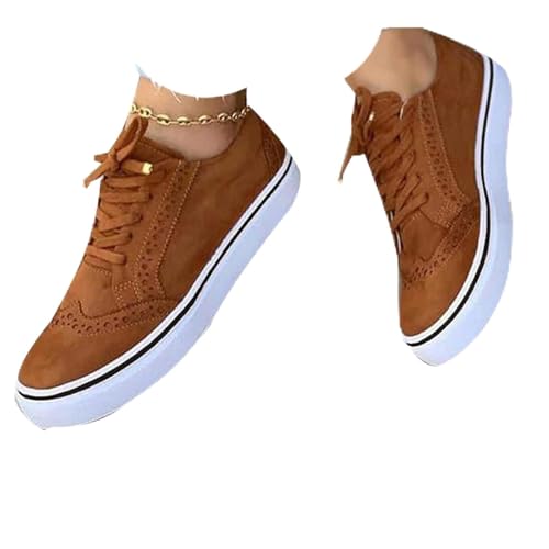 Agiyenna Damen Canvas Flache Sneaker Bequeme Leicht Freizeit Outdoor Wanderschuhe mit Schnürsenkel Einfarbiges Mode Atmungsaktiv Frühjahr-Sommer Sportschuhe Elegante Schuhe von Agiyenna
