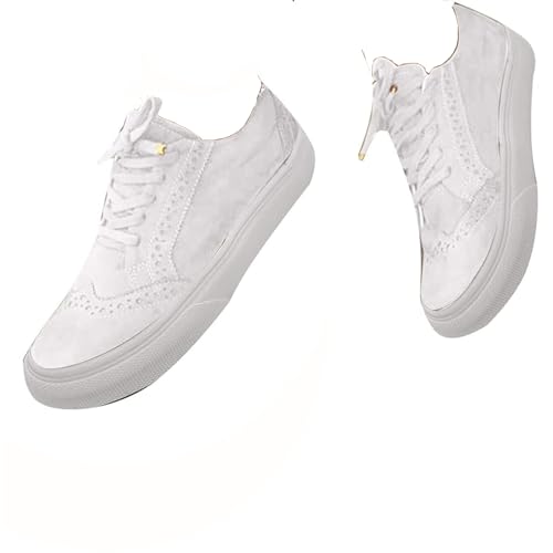Agiyenna Damen Canvas Flache Sneaker Bequeme Leicht Freizeit Outdoor Wanderschuhe mit Schnürsenkel Einfarbiges Mode Atmungsaktiv Frühjahr-Sommer Sportschuhe Elegante Schuhe von Agiyenna