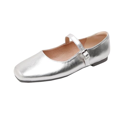 Agiyenna Damen Elegant Ballerinas Damen Mary Jane Halbschuh Schnalle Schuhe Einfache Freizeit Party Hochzeit Flats Schuhe Quadratische Ballerinas Bequeme Pumps Flache Schuhe von Agiyenna