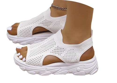 Agiyenna Damen Orthopädische Plateausandalen mit Offenem Zehenbereich Sommer Einfarbige Schlupfschuhe Mesh Weiche Sohle Freizeitschuhe Atmungsaktiv Strickschuhe Sportschuhe Agiyenna Damen Orthopädische Plateausandalen mit Offenem Zehenbereich Sommer Einfarbige Schlupfschuhe Mesh Weiche Sohle Freizeitschuhe Atmungsaktiv Strickschuhe Sportschuhe von Agiyenna
