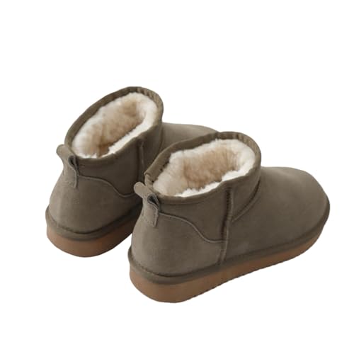 Agiyenna Damen Schlupfstiefel Warm Gefüttert Mini-Stiefel Flache Schneestiefel Warm Bequem Winterstiefel Wasserdichte und Rutschfeste Outdoor Schneestiefel Stiefeletten Einfarbige Freizeitstiefel von Agiyenna