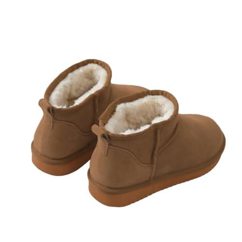 Agiyenna Damen Schlupfstiefel Warm Gefüttert Mini-Stiefel Flache Schneestiefel Warm Bequem Winterstiefel Wasserdichte und Rutschfeste Outdoor Schneestiefel Stiefeletten Einfarbige Freizeitstiefel von Agiyenna