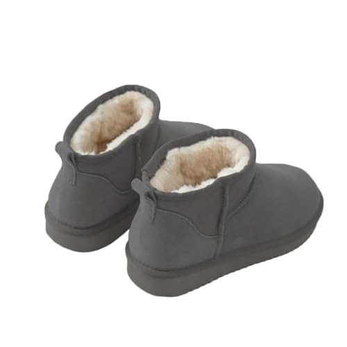 Agiyenna Damen Schlupfstiefel Warm Gefüttert Mini-Stiefel Flache Schneestiefel Warm Bequem Winterstiefel Wasserdichte und Rutschfeste Outdoor Schneestiefel Stiefeletten Einfarbige Freizeitstiefel von Agiyenna