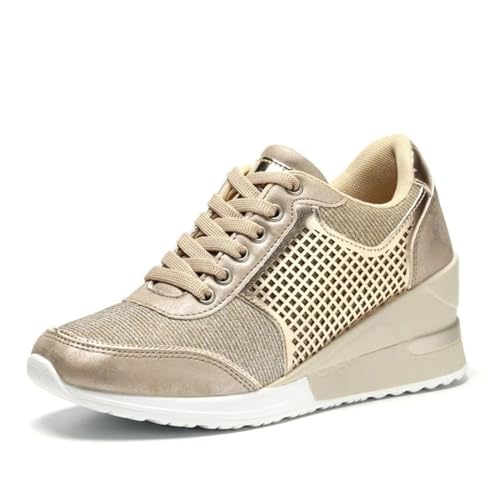 Agiyenna Damen Sneaker Damen Schuhe Keilabsatz Plateau Dämpfung Freizeitschuhe Turnschuhe Elastisch Atmungsaktiv Sportschuhe Leichtgewichts Jogging Sportsschuhe Straßenlaufschuhe von Agiyenna