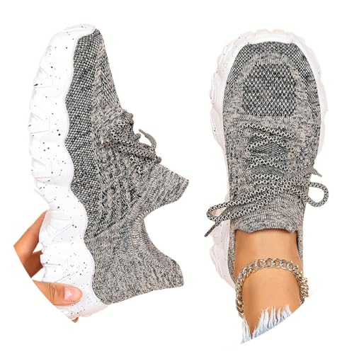 Agiyenna Damen Sneaker Damen Schuhe Mesh-Sneaker Flache Turnschuhe mit Rutschfest Sohlen Elastisch Atmungsaktiv Sportschuhe Leichtgewichts Walkingschuhe Straßenlaufschuhe von Agiyenna