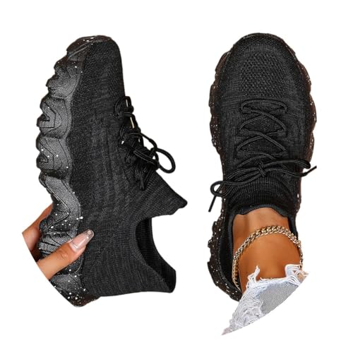 Agiyenna Damen Sneaker Damen Schuhe Mesh-Sneaker Flache Turnschuhe mit Rutschfest Sohlen Elastisch Atmungsaktiv Sportschuhe Leichtgewichts Walkingschuhe Straßenlaufschuhe von Agiyenna