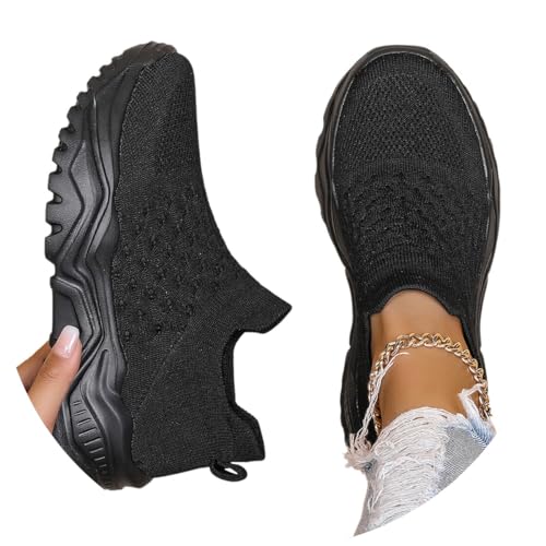 Agiyenna Damen Sneaker Damen Schuhe Mesh-Sneaker Flache Turnschuhe mit Rutschfest Sohlen Elastisch Atmungsaktiv Sportschuhe Leichtgewichts Walkingschuhe Straßenlaufschuhe von Agiyenna
