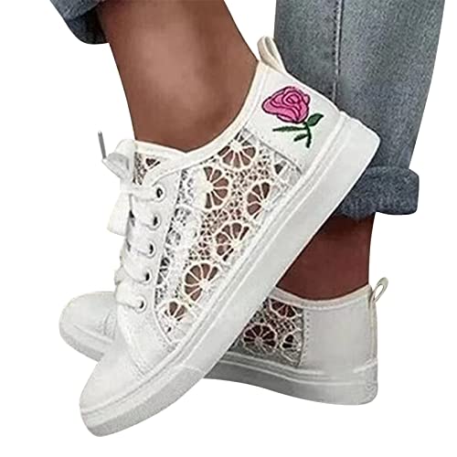 Agiyenna Damen Sneakers Leicht Atmungsaktive Ausgeschnittene Spitze Mesh Turnschuhe Mit Keilabsatz Laufschuhe rutschfest Turnschuhe Sommer Schuhe Outdoor Walkingschuhe Halbschuhe von Agiyenna