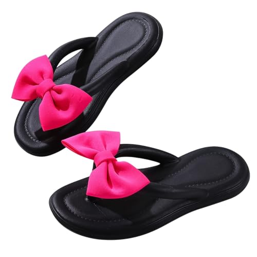 Agiyenna Damen Sommer Flip Flops Einfarbig Badelatschen mit Schleifen Niedlicher Stil Rutschfeste Sohle Zehentrenner Hausschuhe Freizeit Weich Badeschlappen Wolken Slippers von Agiyenna