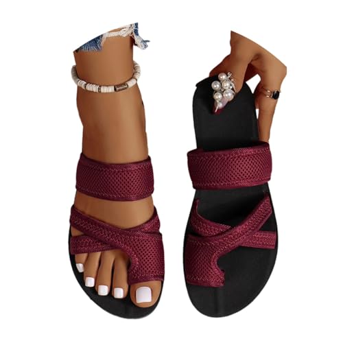 Agiyenna Damen Sommer Strandsandalen Big Toe Hallux Valgus Orthopädische Sandalen Bequeme Hausschuhe Mesh Sandaletten Leichte Elegant Flach Sandalen Pantolette Freizeitschuhe von Agiyenna