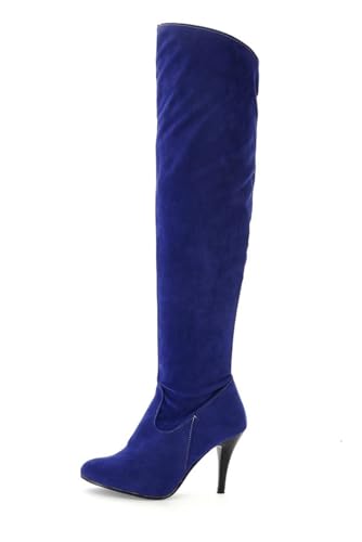 Agiyenna Damen Spitze Zehe High Heel Stiefel mit Seitlichem Reißverschluss Overknee Stiefel Hohe Stiefel PU Lederstiefel oder Wildlederstiefel mit Stilettos Einfarbige Lässige Stretch Kniestiefel von Agiyenna