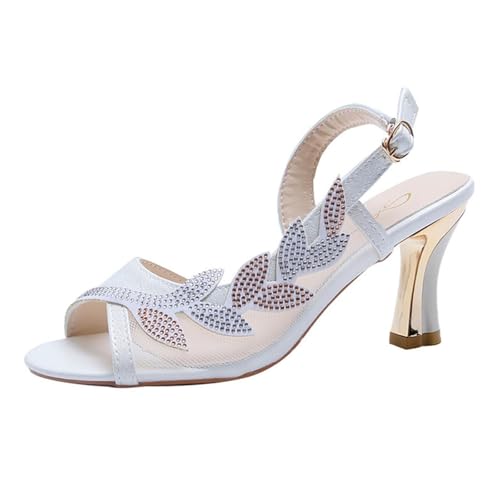 Agiyenna Damen Stiletto Sandalen mit Strasssteinen Elegante Abendschuhe mit Hohem Absatz & offener Zehenbox Glitzernde Pumps für Sommer Party Abschlussball und Freizeit von Agiyenna