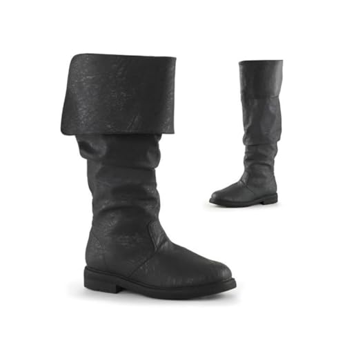 Agiyenna Herren Mittelalter Stiefel Biker Boots Renaissance Steampunk Schuhe Vintage Westernstiefel Flache Stiefel mit Blockabsatz Slip-On-Stiefel Halbhohe Schnürstiefel Einfarbige Freizeitstiefel von Agiyenna