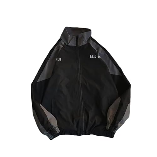 Agiyenna Herren Mode Sportjacke Y2K Sweatjacke mit Reißverschluss Wintermantel mit Stehkragen Jacke Herren Hip Hop Mantel Casuale Übergangsjacke Streetwear Baseball Jacke von Agiyenna