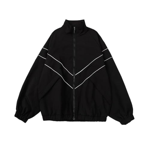 Agiyenna Herren Mode Sportjacke Y2K Sweatjacke mit Reißverschluss Wintermantel mit Stehkragen Jacke Herren Hip Hop Mantel Casuale Übergangsjacke Streetwear Baseball Jacke von Agiyenna