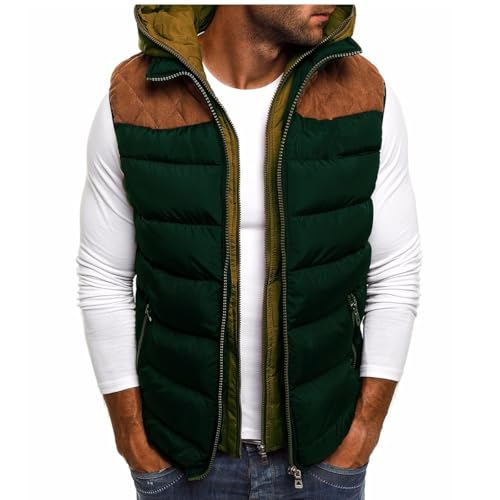 Agiyenna Herren Weste Outdoor Sportweste Winter Wärmer Leicht Ärmellose Weste mit Kapuze Freizeit Jogging Weste mit Taschen Casual Übergangsjacke mit Reißverschluss von Agiyenna