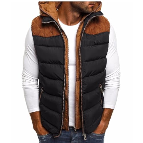 Agiyenna Herren Weste Outdoor Sportweste Winter Wärmer Leicht Ärmellose Weste mit Kapuze Freizeit Jogging Weste mit Taschen Casual Übergangsjacke mit Reißverschluss von Agiyenna