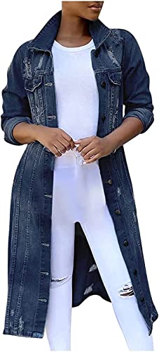 Agiyenna Jeansjacke Damen Langarm Boyfriend Oversize Übergröße Übergangsjacke Lässiger Destroyed Mantel Cut Out Zerrissene Jeansjacke Agiyenna Jeansjacke Damen Langarm Boyfriend Oversize Übergröße Übergangsjacke Lässiger Destroyed Mantel Cut Out Zerrissene Jeansjacke von Agiyenna