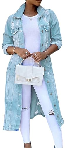Agiyenna Jeansjacke Damen Langarm Boyfriend Oversize Übergröße Übergangsjacke Lässiger Destroyed Mantel Cut Out Zerrissene Jeansjacke Agiyenna Jeansjacke Damen Langarm Boyfriend Oversize Übergröße Übergangsjacke Lässiger Destroyed Mantel Cut Out Zerrissene Jeansjacke von Agiyenna