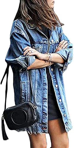 Agiyenna Jeansjacke Damen Langarm Boyfriend Oversize Übergröße Übergangsjacke Lässiger Destroyed Mantel Cut Out Zerrissene Jeansjacke Agiyenna Jeansjacke Damen Langarm Boyfriend Oversize Übergröße Übergangsjacke Lässiger Destroyed Mantel Cut Out Zerrissene Jeansjacke von Agiyenna