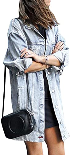 Agiyenna Jeansjacke Damen Langarm Boyfriend Oversize Übergröße Übergangsjacke Lässiger Destroyed Mantel Cut Out Zerrissene Jeansjacke Agiyenna Jeansjacke Damen Langarm Boyfriend Oversize Übergröße Übergangsjacke Lässiger Destroyed Mantel Cut Out Zerrissene Jeansjacke von Agiyenna