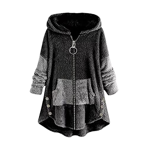 Agiyenna Kapuzenpullover Damen Hoodie Katzenaufdruck Kuscheliges Fleece Warmes Übergroßes Winter Teddy Jacke Lässiges Casual Fleece Pullover Niedlicher Pullover Langes Sweatjacke Plüschmantel von Agiyenna