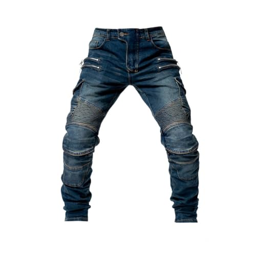 Agiyenna Motorrad-Jeanshose für Herren mit Oberschenkeltaschen Protektoren Sturzfeste Jeans mit Geradem Bein Motorradhose für Motorradrennfahrer von Agiyenna