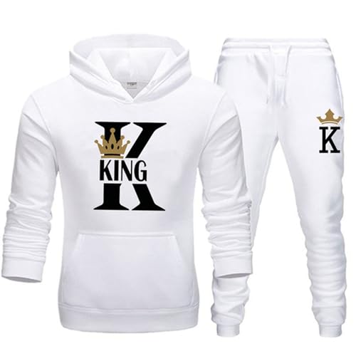 Agiyenna Pärchen Hoodie Set Herren Damen Zweiteiler Freizeitanzug King Queen Pullover mit Taschen 2 Teilig Kapuzenpullover + Hose 2 Stück Set Jogginganzug Agiyenna Pärchen Hoodie Set Herren Damen Zweiteiler Freizeitanzug King Queen Pullover mit Taschen 2 Teilig Kapuzenpullover + Hose 2 Stück Set Jogginganzug von Agiyenna