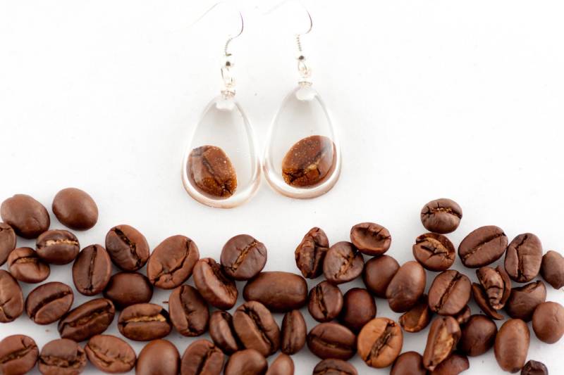 Kaffeebohnen Ohrringe - Kaffee Schmuck Tropfen Baumeln Harz Liebhaber Geschenkidee von Agnera