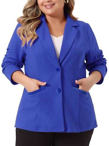 Agnes Orinda Damen Blazer in Übergröße mit Knopfleiste und Revers Königsblau 3XL Agnes Orinda Damen Blazer in Übergröße mit Knopfleiste und Revers Königsblau 3XL von Agnes Orinda
