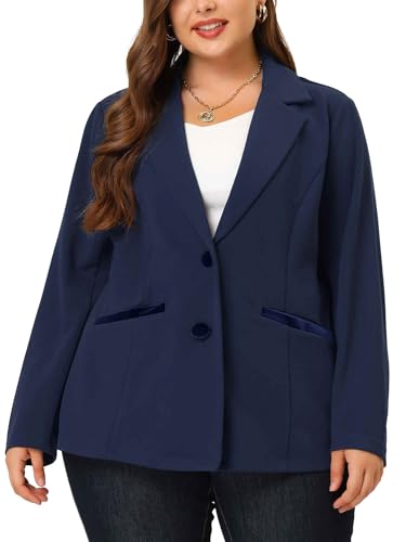 Agnes Orinda Damen Blazer in Übergröße mit Knopfleiste und Revers Navy blau 4XL von Agnes Orinda