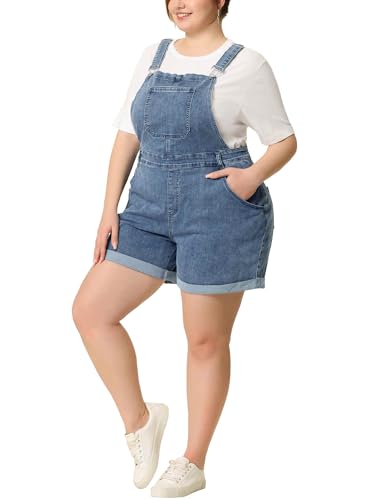Agnes Orinda Damen Jeans-Overalls in Übergröße Denim-Jumpsuit mit Rollsaum und Taschen Overall-Shorts Grau Blau 3XL Agnes Orinda Damen Jeans-Overalls in Übergröße Denim-Jumpsuit mit Rollsaum und Taschen Overall-Shorts Grau Blau 3XL von Agnes Orinda