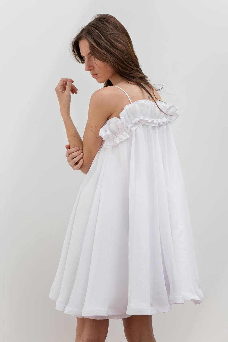 Crepe Chiffon Rüschen A-Linie Kleid Custom Fit Hochzeit & Party von AgnesMiraRosa