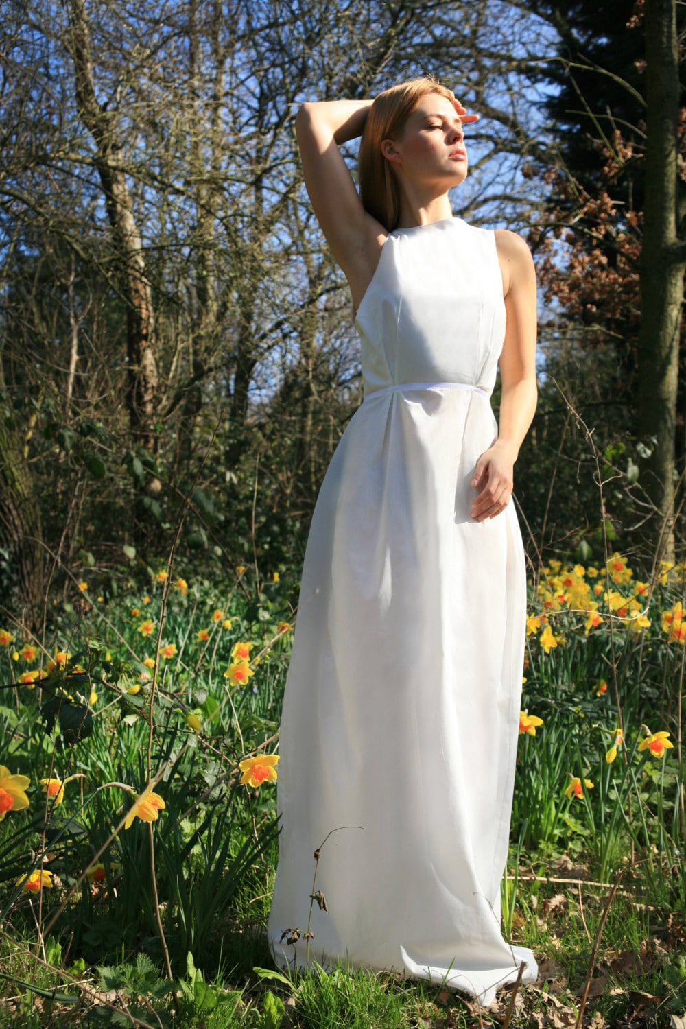 Maxikleid Aus Weißer Bio-Baumwolle Leichter, Einfacher Stil von AgnesMiraRosa