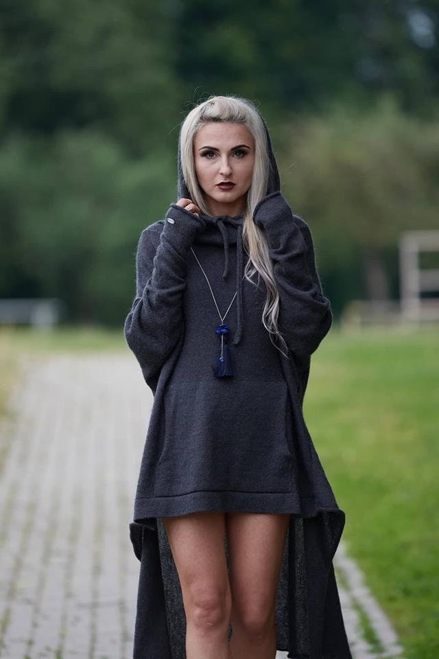 Hoodie Pullover Kleid, Angora Mohair Pullover-Kleid, Handgemachtes Keaternitted Frau Lose Pullover, Weicher Wollpullover, Warmer von AgnetteLT