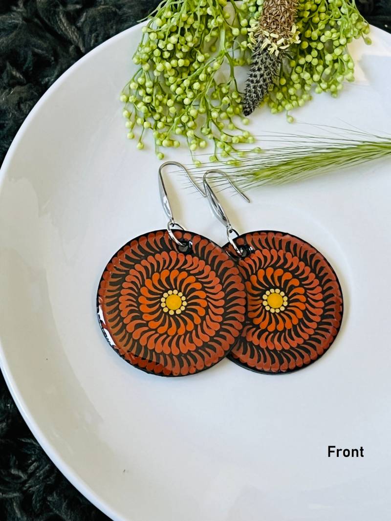 Mandala Ohrringe Und Anhänger Set - Handbemalte Boho Schmuck Mit Kunstharzüberzug Für Mutter Freundinnen Geschenk Sie Mandala Ohrringe Und Anhänger Set - Handbemalte Boho Schmuck Mit Kunstharzüberzug Für Mutter Freundinnen Geschenk Sie von AgniiKala