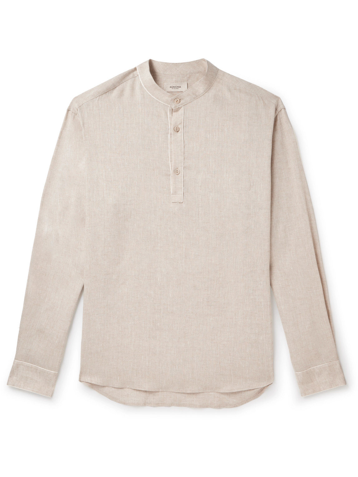 Agnona - Grandad-Collar Linen Shirt - Men - Neutrals - XL von Agnona